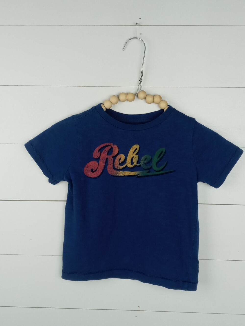 Gymboree boys 3T blue with ombre rainbow rebel design tshirt vintage looking